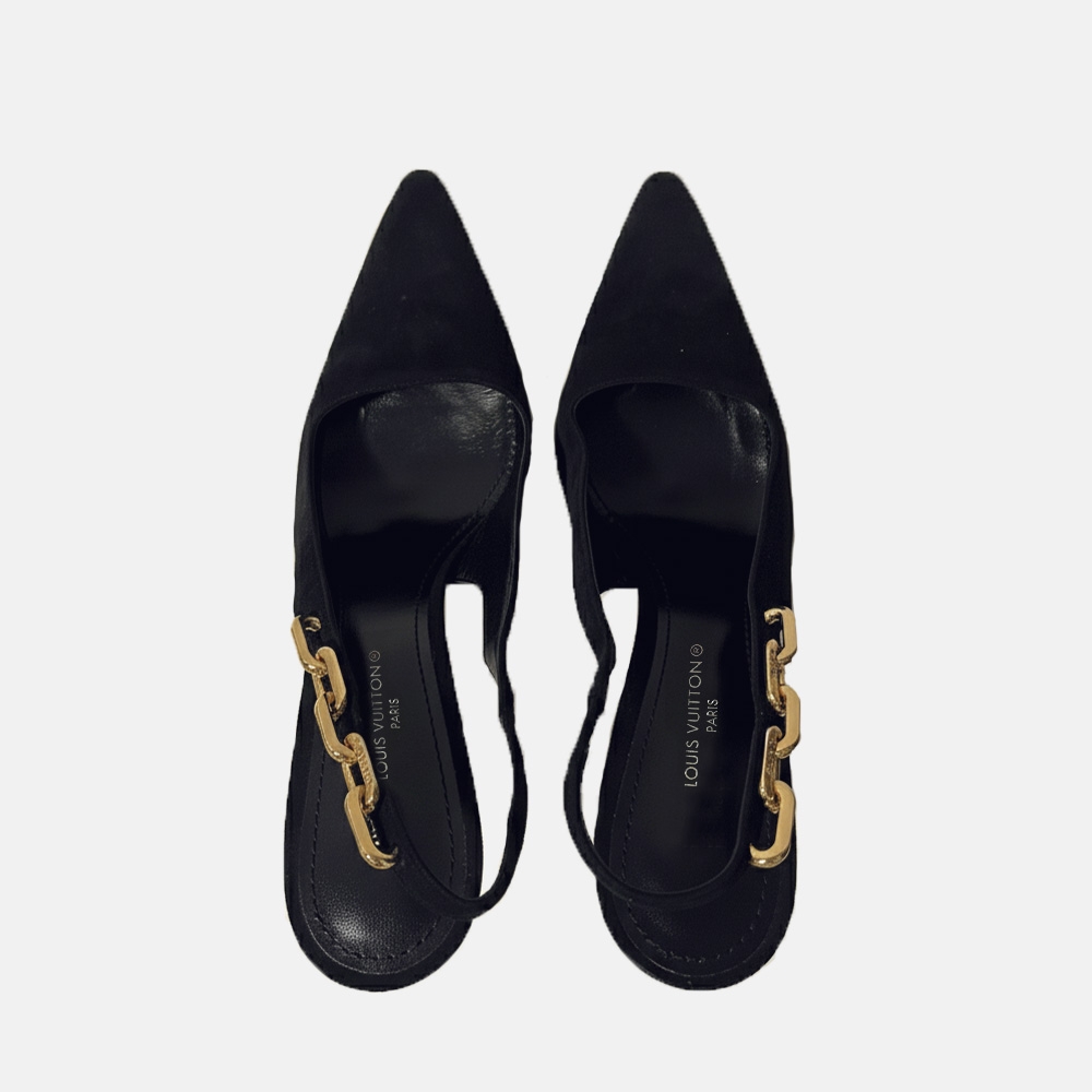 Super Flea Market+Louis Vuitton+Black heel with gold chain detail+Karlie Kloss2